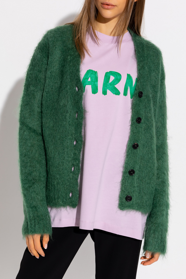 Green Mohair cardigan Marni - SchaferandweinerShops Japan - marni oversized  check coat item